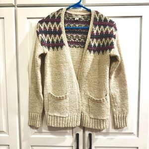 Ruff Hewn- Cozy Beige Purple and Blue Cardigan